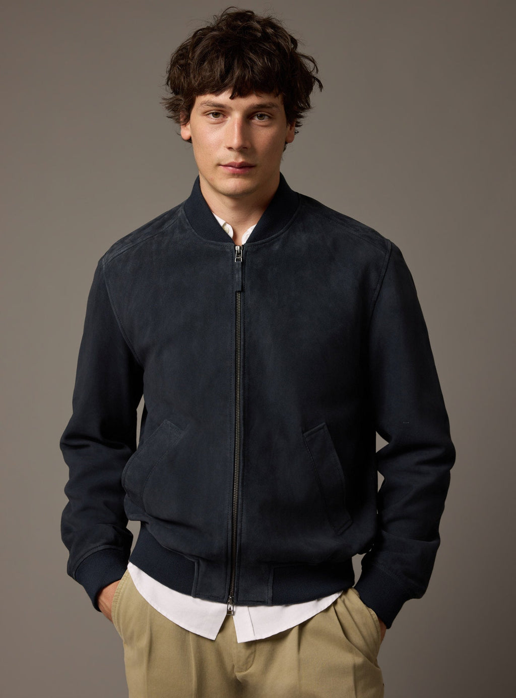 Nestor Navy Leather Jacket
